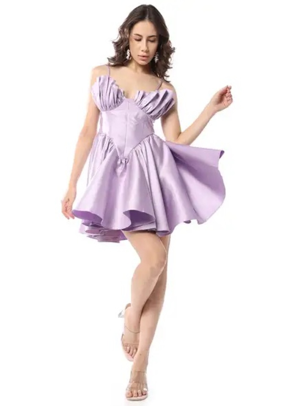 ASOS Luxe Satin Fan Detail Mini Dress Sz. 4 NWT